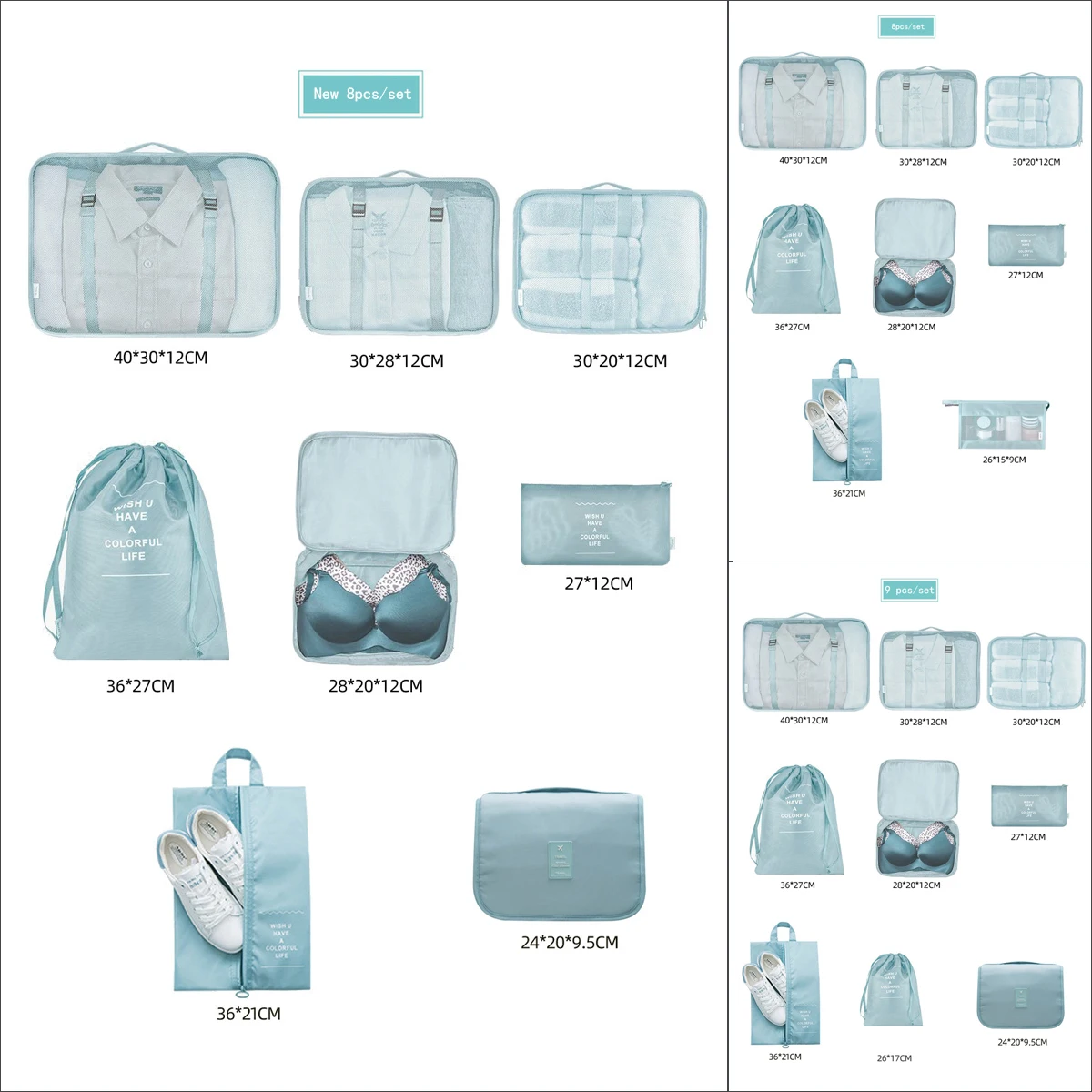 

New 8Pcs/set Travel Bag Organizer Travel set For Traveling Accessories Travel Kit Cosmetic Luggage Large Suitcase Storage bags