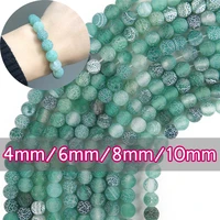 46810mm natural stone beads for jewelry making diy craft matte onyx frost cracked green agates beads diy bracelet necklace