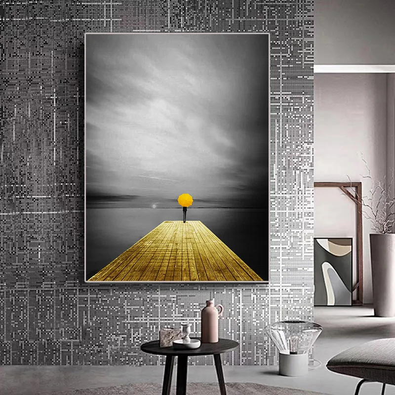 

Nordic Calm Lakeside Dock Canvas Painting Abstract Wall Art Modern Posters and Prints Living Room Bedroom Home Decor Pictures