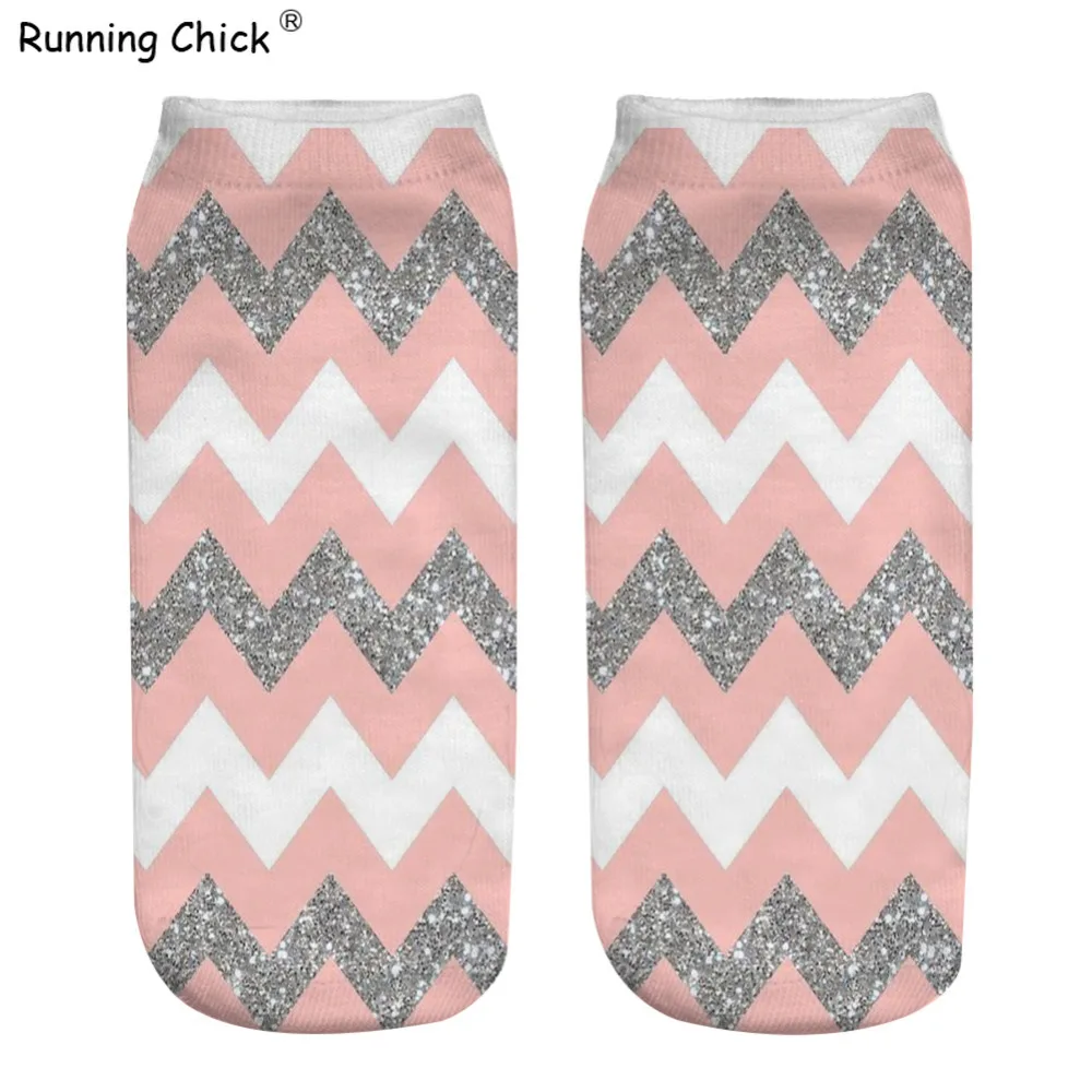 Бег цыпленок розовый Azteca в полоску 3d принт носки до лодыжки Для