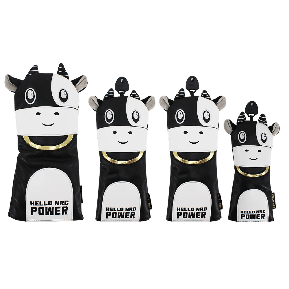 

Чехол для головы для гольфа, корова, мультяшная деревянная крышка, набор для водителя, фарватера, гибридные головные уборы для гольфа, водон...