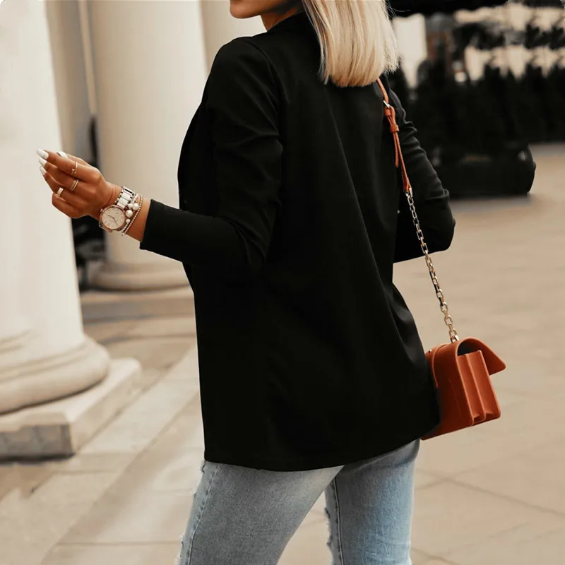 

new 2021 Autumn Casual Women Suit Coat Solid Blazer Office White OL Tops Jacket Slim Black Blazers Female Business Work Clothes