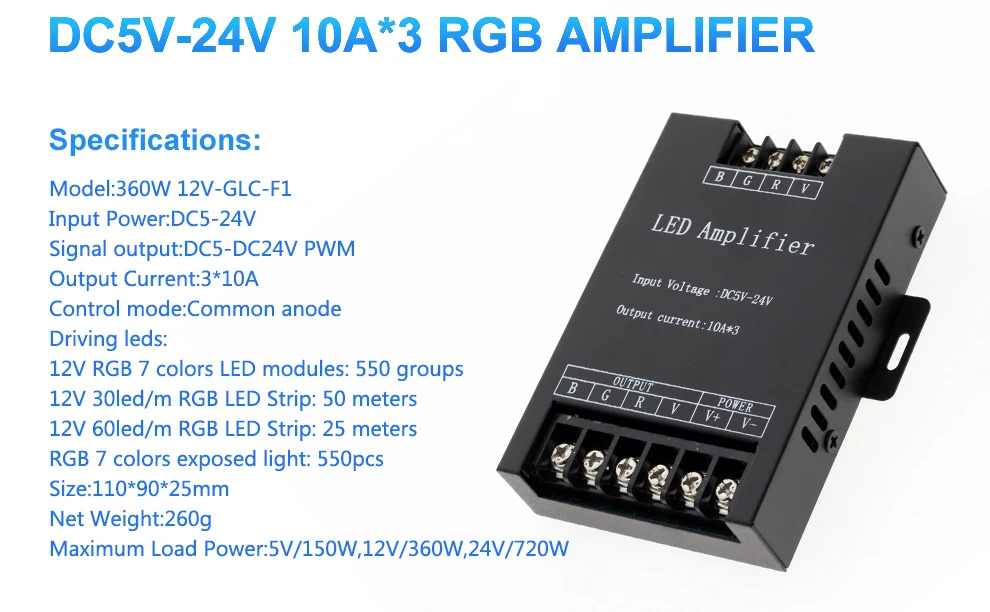 Светодиодный Усилитель RGBW/RGB DC12-24 В 24A выход для RGBW/RGB светодиодные ленты репитер мощности контроллер консоли