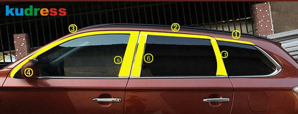 Для Mitsubishi Outlander 2013 2014 из нержавеющей стали отделка окна автомобиля декоративная