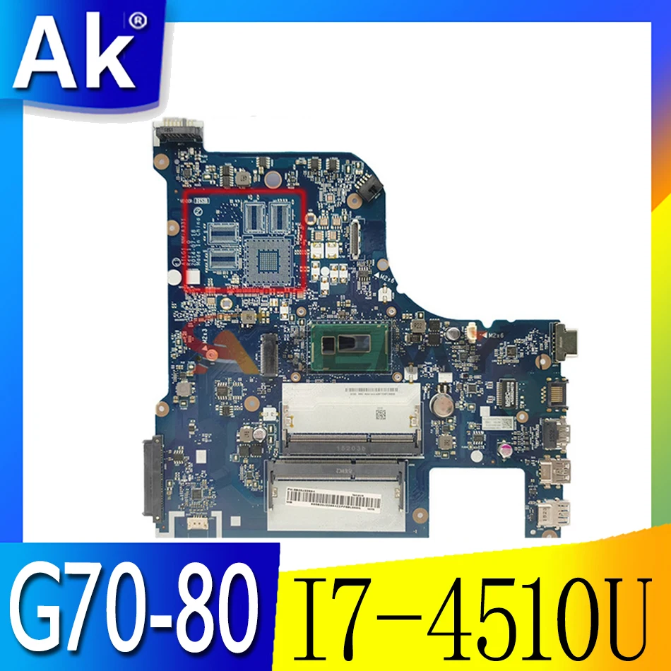 

Akemy AILG1 NM-A331 материнская плата для ноутбука lenovo ideapad G70-80 DDR3L SR1EB I7-4510U основной плате полный тест