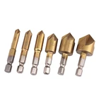 Сверло из быстрорежущей стали для зенковки фасок, 3 шт., 6 шт., шестигранный хвостовик 14 дюйма, 90 градусов, резак для снятия фасок по дереву, 6 мм-19 мм