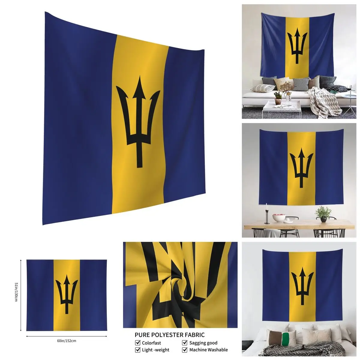 

Barbados Flag Tapestry Funny Tapestries Print Funny R333 wall paintings