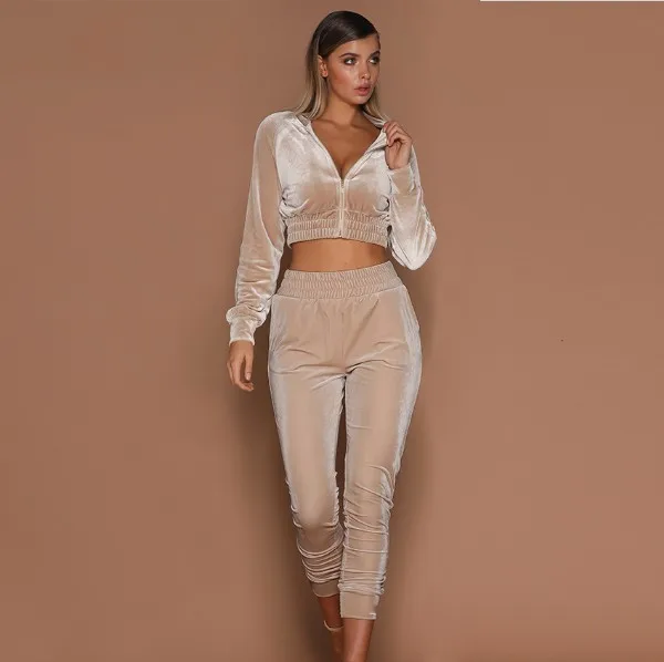 958 Beige set Женский комплект, повседневный весенне-осенний комплект из двух предметов, толстовка с капюшоном, топы и штаны, спортивный костюм, женский комплект, эластичные на талии для отдыха, женская одежда, костюм - Цвет: 958 Beige set