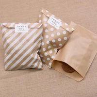 100pcs kraft paper bag chevron dot stripe wedding favor candy popcorn bags for birthday party decor supplies gifts packing pouch