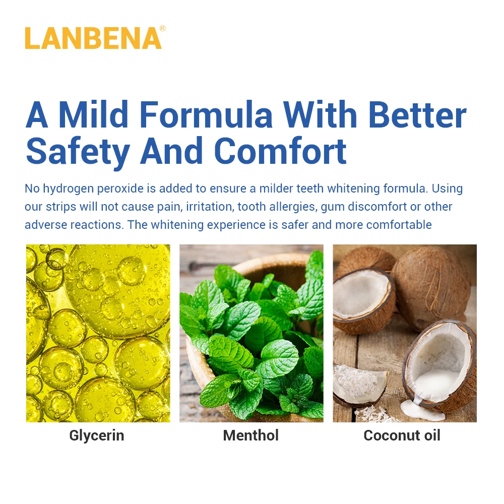 Виниры для отбеливания зубов LANBENA белая полоска удаления зубного налета порошок