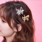 Корейский зажим для челки, имитация полых бабочек, Шпилька для волос для женщин и девушек, головной убор, зажим для утконоса со стразами, удерживающие аксессуары для волос