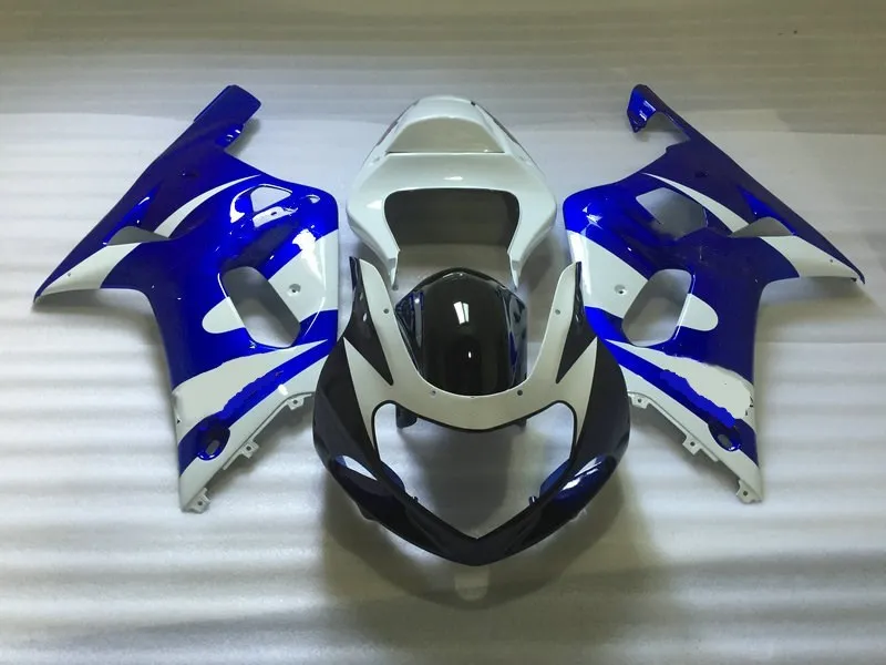 Набор обтекателей для GSXR600 750 K1 01 02 03 GSXR 600 GSXR750 2001 2002 2003 ABS белый синий Обтекатели