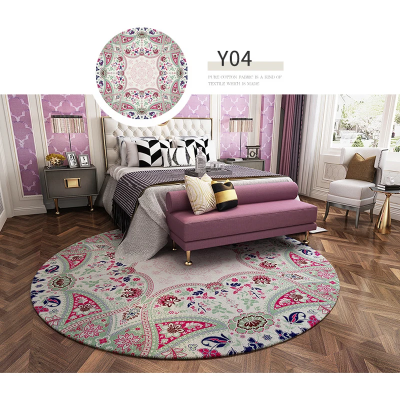 Круглые коврики в этническом стиле для гостиной большой ковер с винтажным