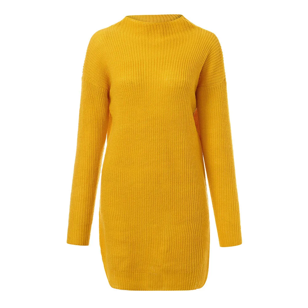 Стильный Вязанный свитер платье 2019 женская новая осенняя зимняя уличная одежда с