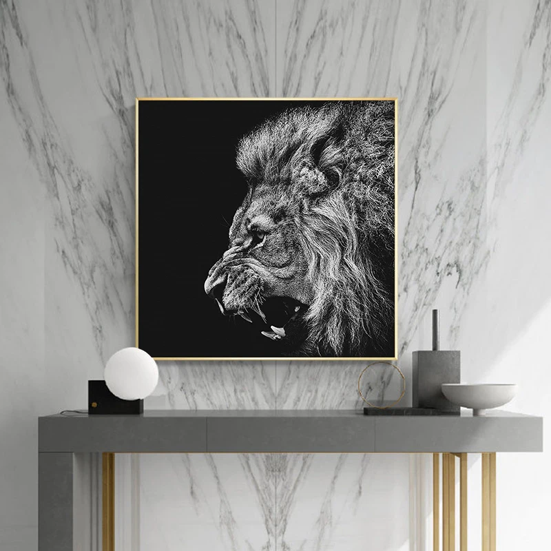 

Black and White Lions Pictures Modern Animals Canvas Art Paintings Wall Posters And Prints For Living Room Decoration Cuadros