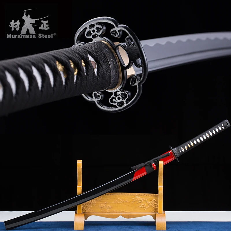 

Real Japanese Katana-1045 Carbon Steel Blade Full Tang Razor Sharp-41 Inches Samurai Sword-Handmade New ARRIVAL-Black/Red