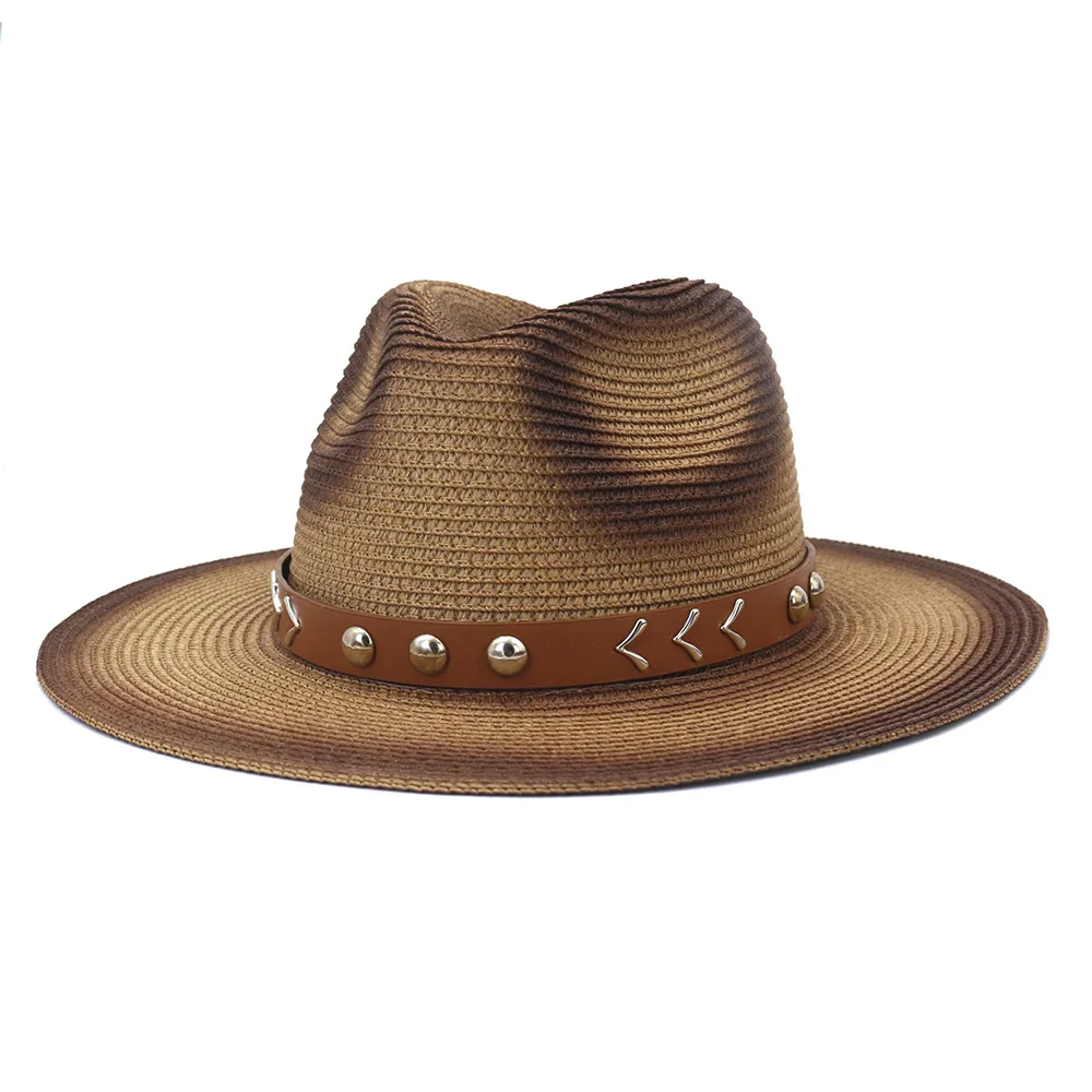 Sun hat for women summer hats outdoor sunscreen sun hat jazz straw hat straw woven beach sun hat with belt decoration HZ32