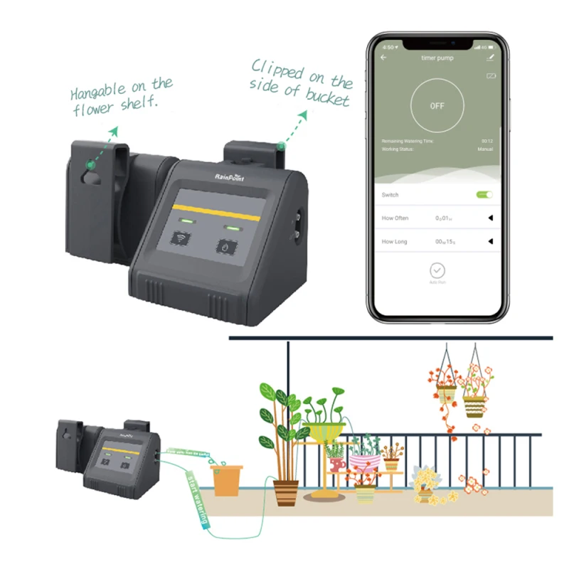 Таймер для полива растений Tuya RainPoint умное устройство с Wi-Fi управлением через