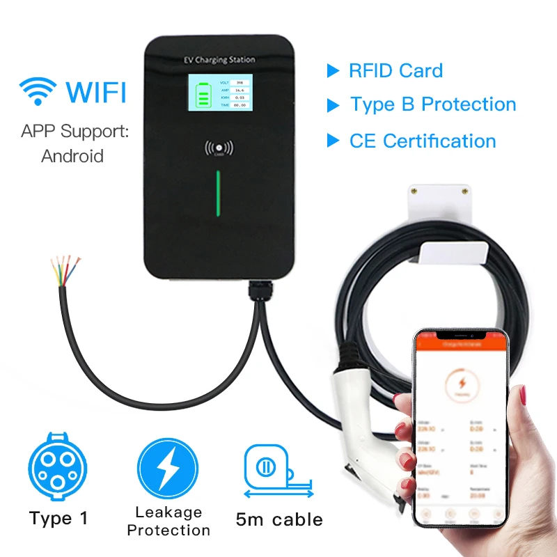 Зарядная Станция для электромобилей тип в поддержка Wi Fi с кабелем IEC 62196 2 32 А 22 кВт|