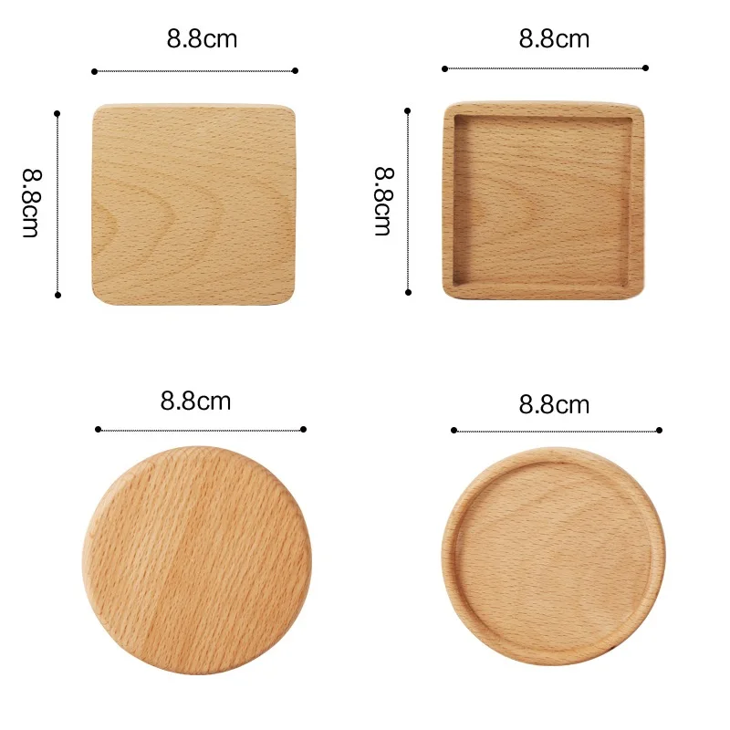 

Square Round Table Mats Creative Solid Wood Drink Coasters Kitchen Accessories Insulated Placemat for Cup Bottle Decoration Pad