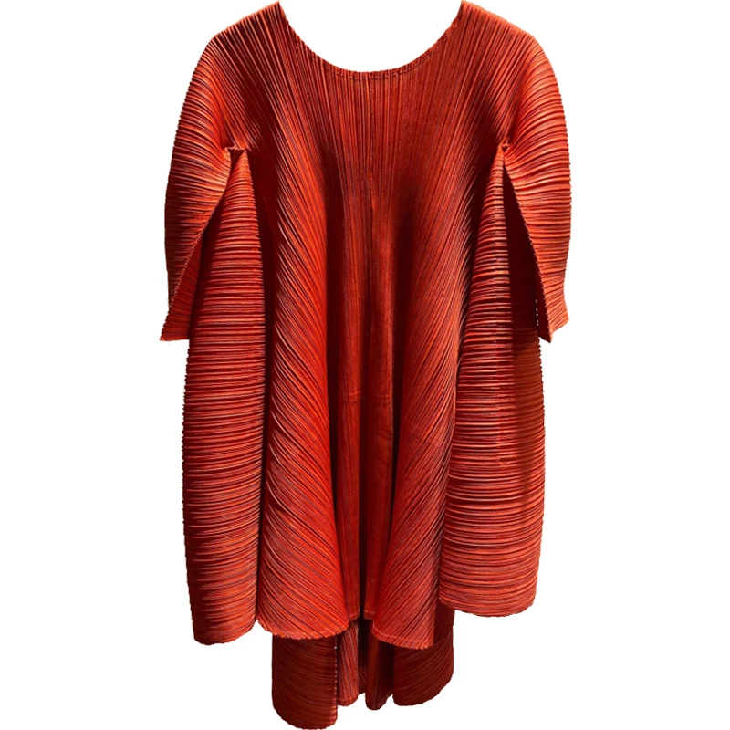 

Changpleat New Women Loose Tops Miyak Pleated Fashion Design Solid O-neck large size Female T-shirts Tide