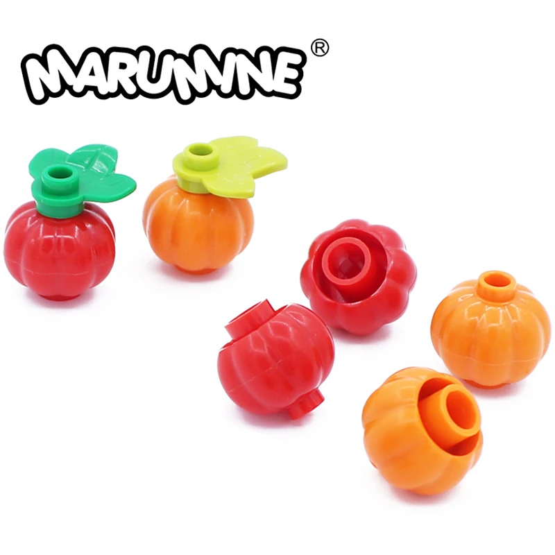 

Marumine MOC Bricks Fit With 51270 Pumpkin 10PCS Fruit Lamp Street City Little Lantern Round Educational Building Blocks Model