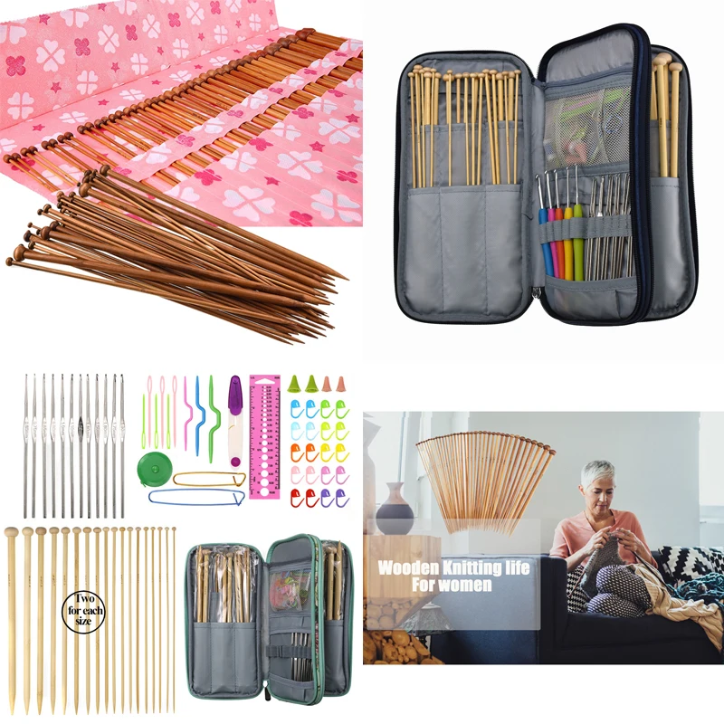 

Bamboo Knitting Needles Crochet Hooks For Beginner Sweater Crochet Needles Set Sewing Accessories DIY Yarn Weave Knitting Kit