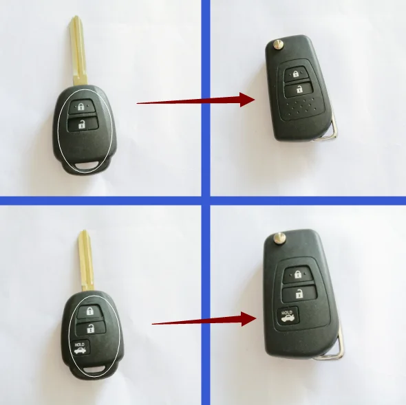 Модифицированный Чехол для автомобильного ключа с откидной крышкой Toyota Camry Corolla