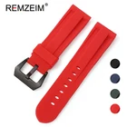 Ремешок для часов REMZEIM мягкий силиконовый, сменный спортивный браслет для мужчин и женщин, 22 мм 24 мм 26 мм, красный черный синий зеленый, аксессуары для наручных часов