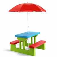 4 seat kids picnic table wumbrella garden yard folding children bench outdoor op70475