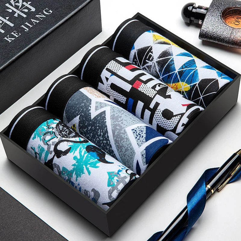 4Pcs/LotMen's Underwear Pure Cotton Large Size Boxer Pants Breathable Youth Underwear Pure Cotton Shorts Boxer Pants Comfortable