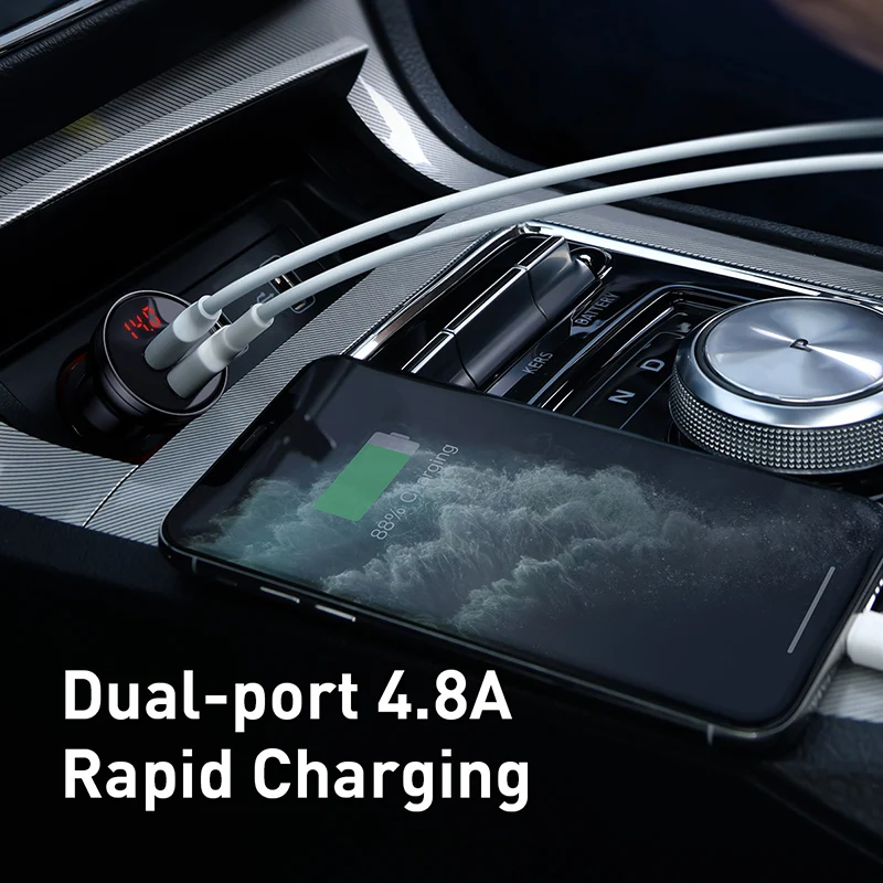 baseus all metal dual usb car charger 24w 4 8a fast car usb charger led auto car charging adapter for iphone xiaomi mobile phone free global shipping