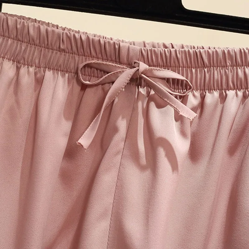 

Plus Size Women Summer Chiffon Casual Shorts New Arrival 2021 Simple Style Solid Color Loose Female High Waist Hot Pants W180