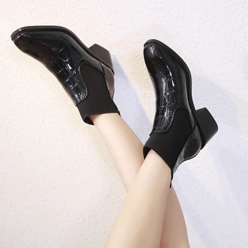 

Meriahzheng 2021 Winter Women's Boots Chelsea Ankle Boots Chunky Heel Ankle Boots Patient Pu New for ladies shoes TWS