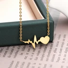 ICFTZWE Love heartbeat ожерелья для женщин из нержавеющей стали золотой кулон любовь в форме сердца колье до ключиц ювелирные изделия подарок Bijoux
