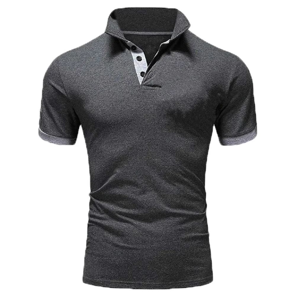 

New summer fashion breathable polo shirt Casual men's men's shirt solid color T-shirt Business men's sports polo short-sleeved s