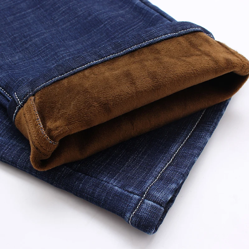 Джинсы мужские зимние прямые стрейчевые модные плотные брюки повседневные из