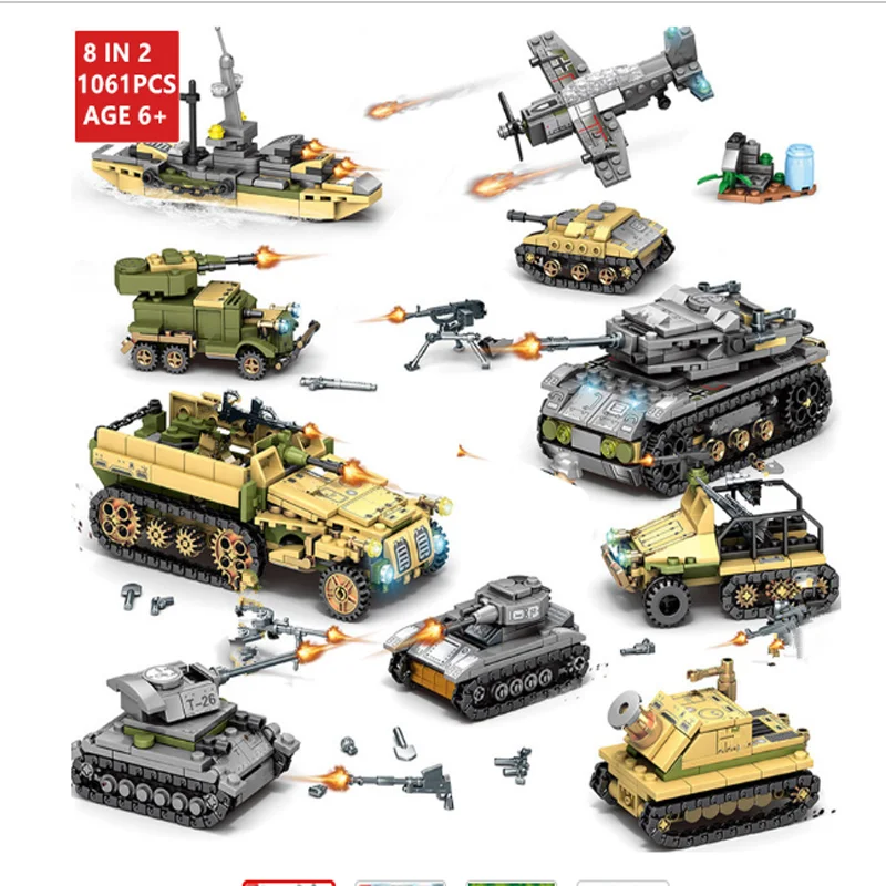 1061 шт. военные строительные блоки железная Империя танк LegoINGs наборы оружие война