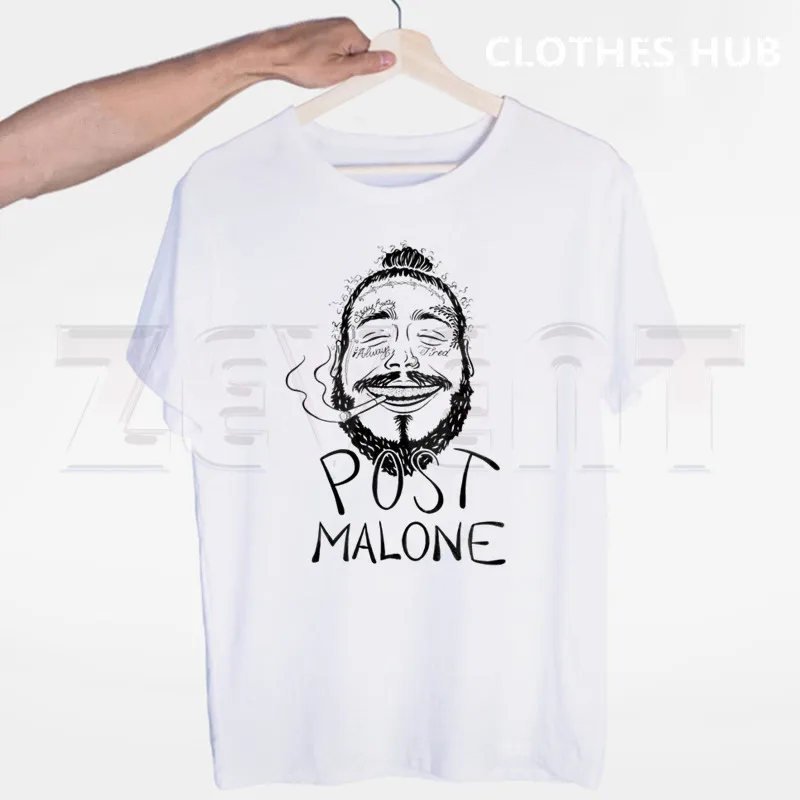 Мужская футболка Post Malone с коротким рукавом белая в стиле хип-хоп мужские футболки