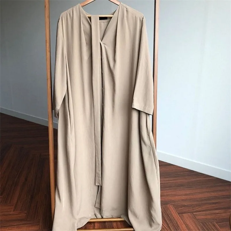 

Mazefeng New 2020 Spring Fall Women Dresses Loose Lace Up Casual Fashionable V-neck Vintage Single Breasted Long Dresses