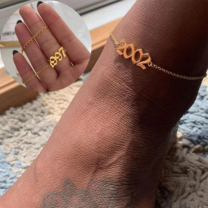 Браслет на ногу из нержавеющей стали под розовое золото 1980 2000|Анклеты| |