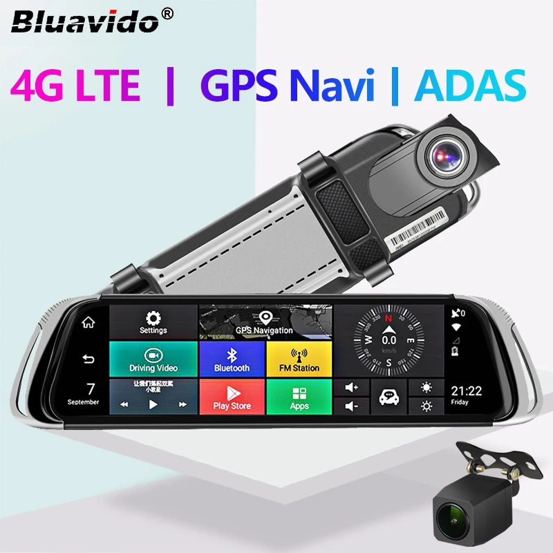 

Bluavido 10" IPS 4G Android Car Mirror Video Recorder GPS Navigation ADAS FHD 1080P Dual Lens DVR WiFi Night Vision Dash Camera