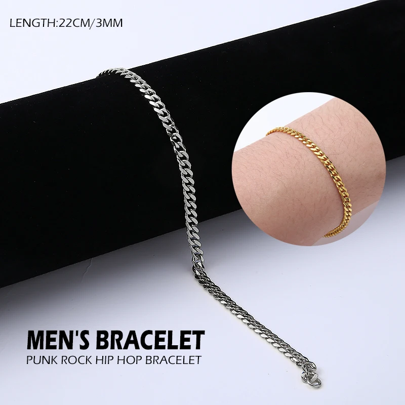 

3/5/7/9/11 mm Vintage Cuban Bracelet for Men Rock Link Chain Bracelets & Bangles Fashion Women Punk Party Jewelry Hand Chain
