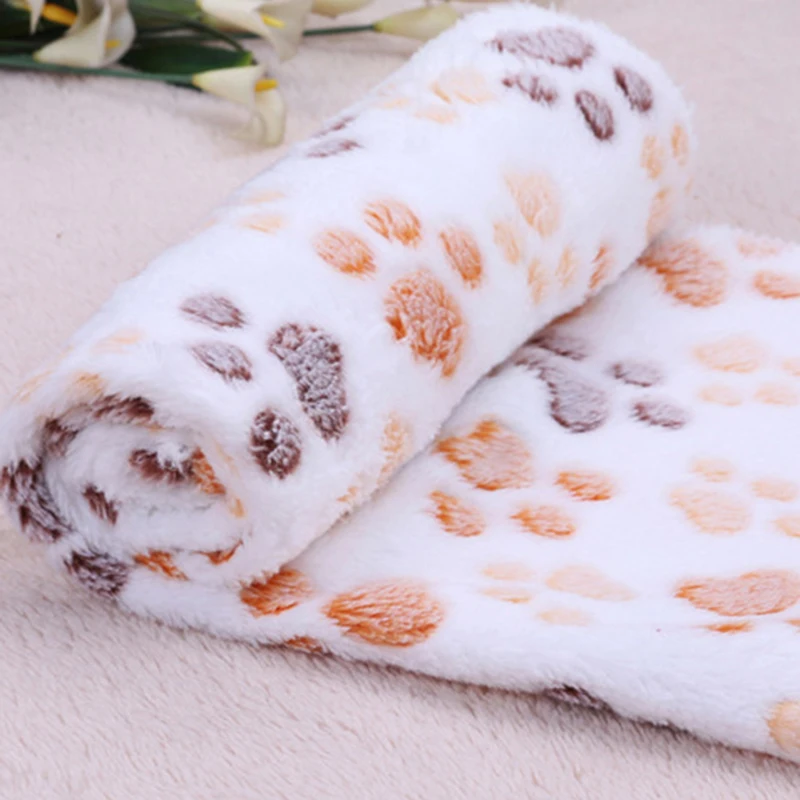 1PC Cute Warm Pet Bed Mat Cover Small Medium Large Towl Paw Handcrafted Print Cat Dog Fleece Soft Blanket Winter Supplies tl | Дом и сад