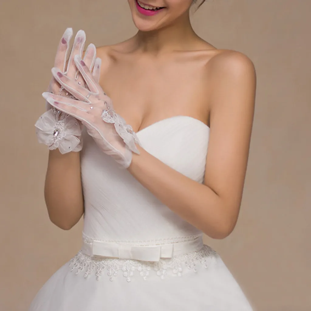 Женские сетчатые перчатки SAGACE бежевые прозрачные с коротким кружевом и защитой