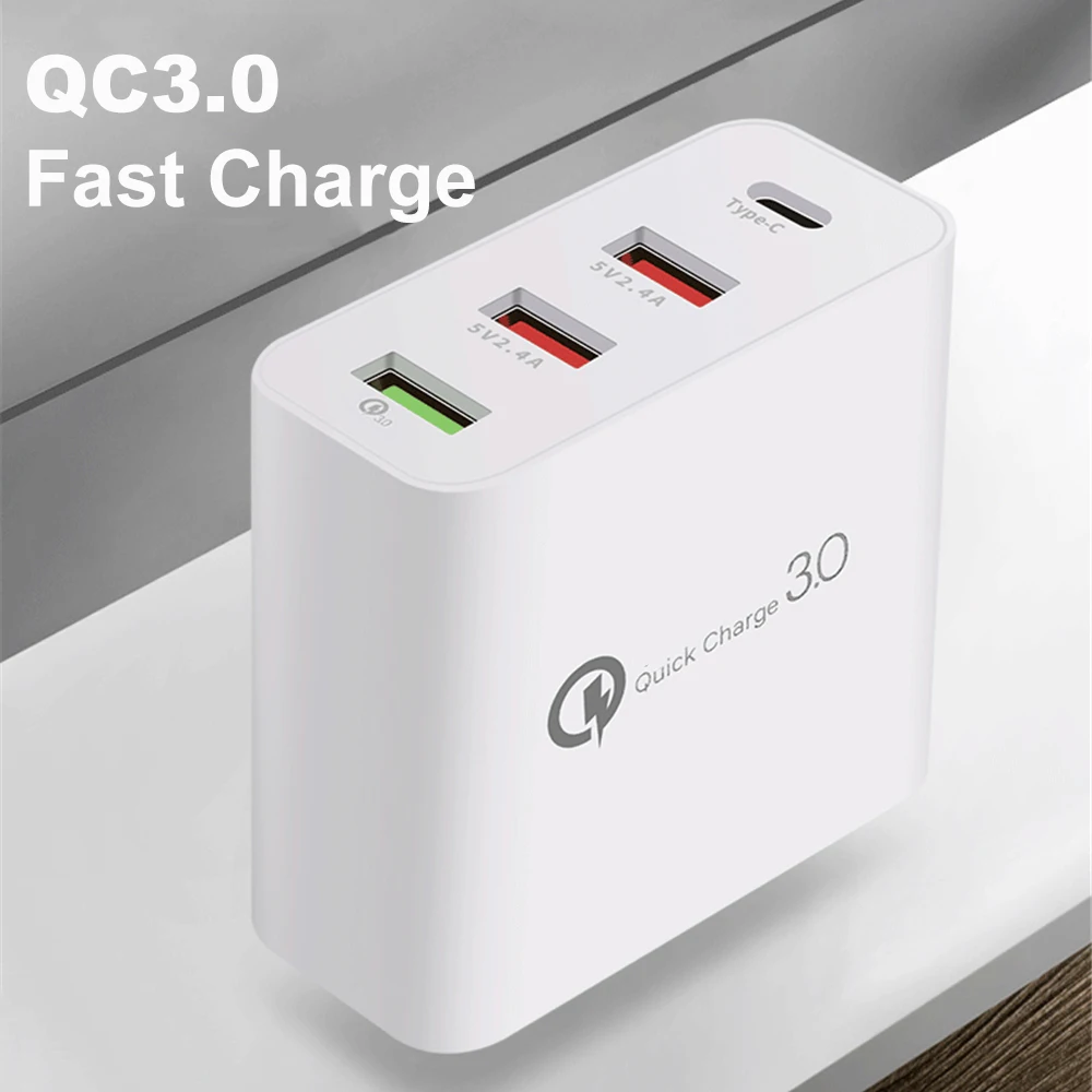 Мульти зарядное устройство USB Type C быстрое для iPhone Samsung планшета QC 3 0 быстрая
