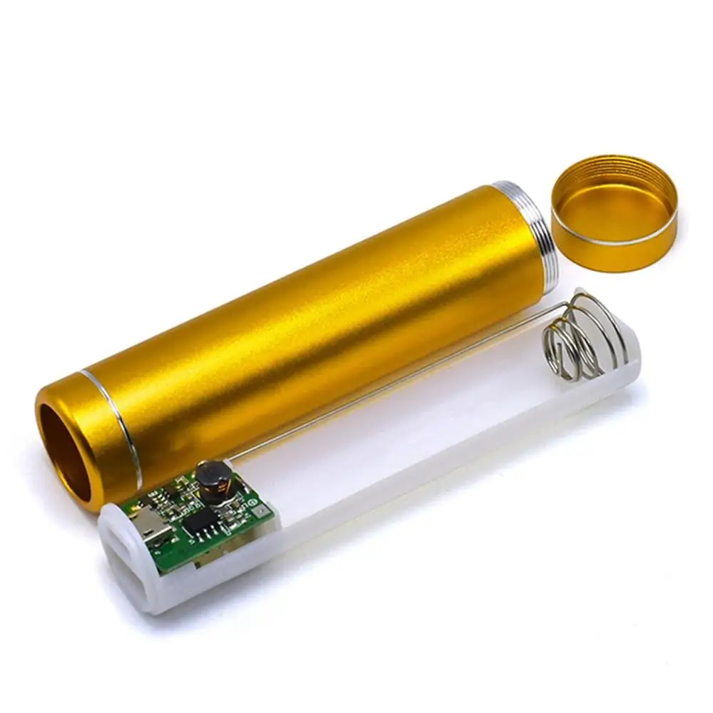 gold Многоцветная портативная банка питания чехол DIY 1x18650 пауэрбэнк корпус держатель батареи с usb-портом для зарядки - Цвет: gold