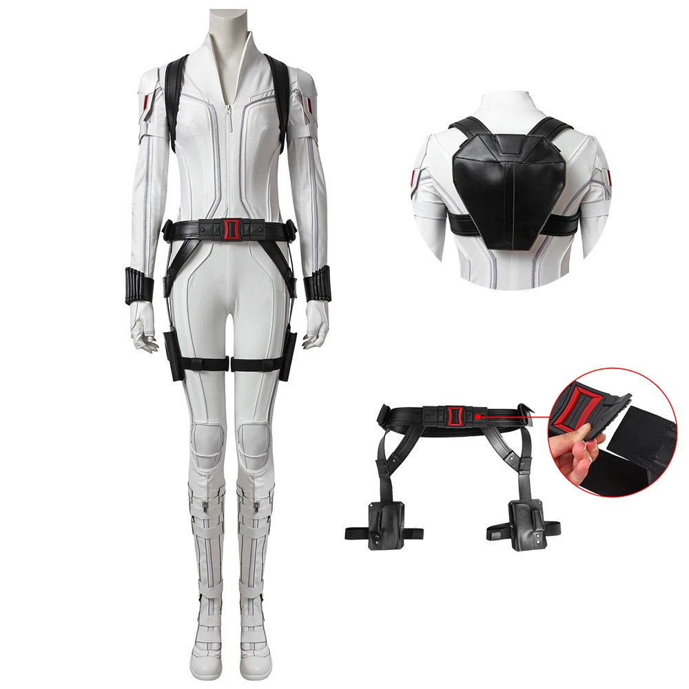 

Natasha Romanoff White Uniform Movie Widow Cosplay Costume Fancy Masquerade Party Jumpsuit For Adult Women