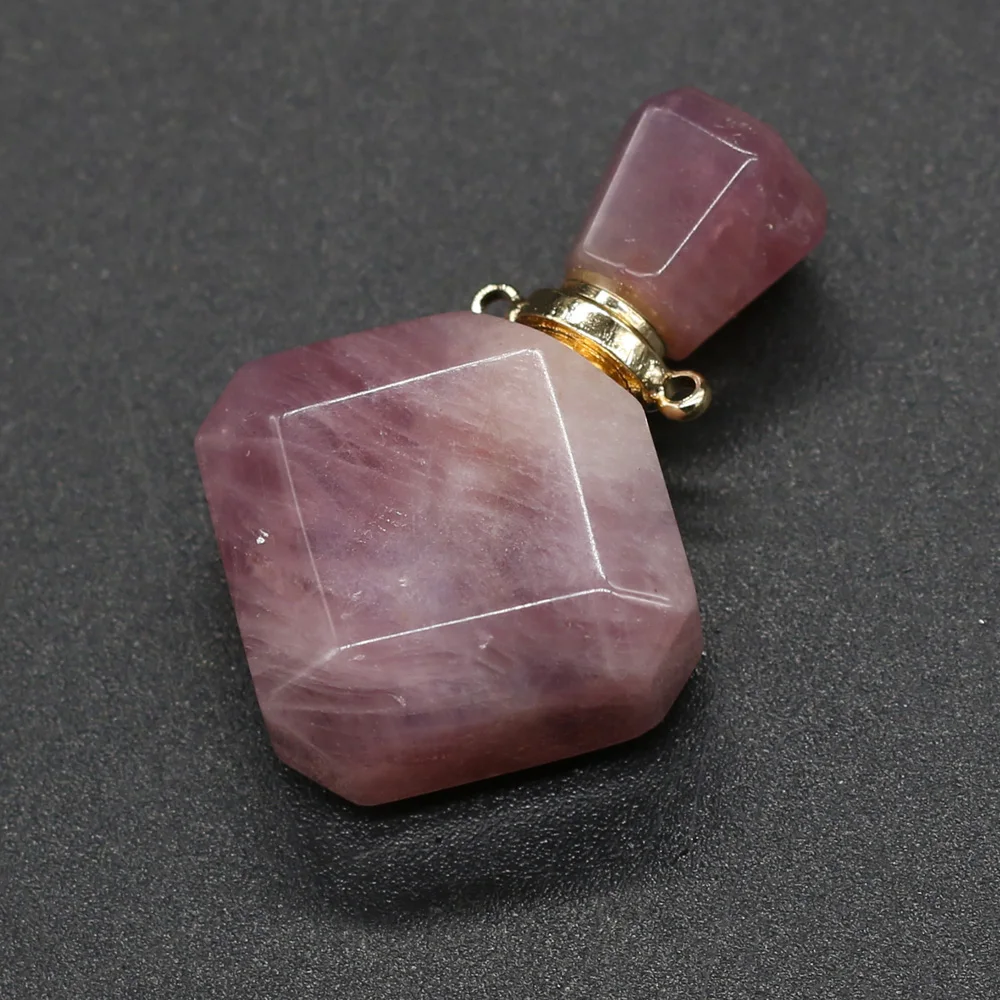 

Natural Stone Essential Oil Diffuser Perfume Bottle Pendants Rose Quartzs Amethysts Making Fashion Jewelry Necklace