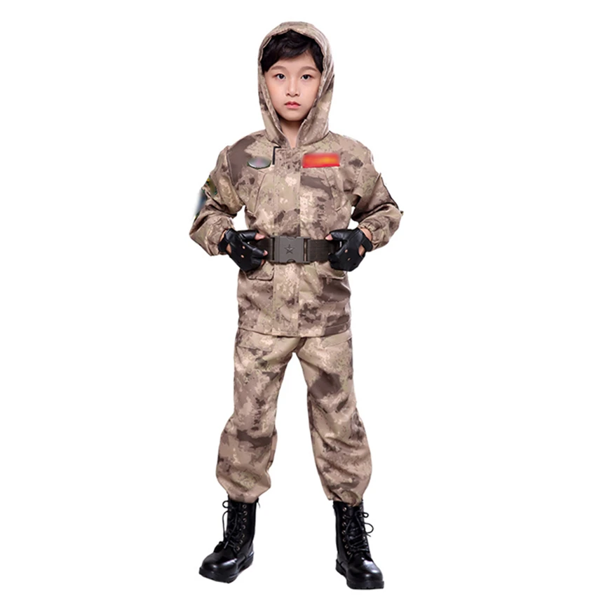 

Children Special Force Kids Military Uniform Officer Girl Boy Army Cotton Tactical Cosplay Costume Carnival Party Chinese Police